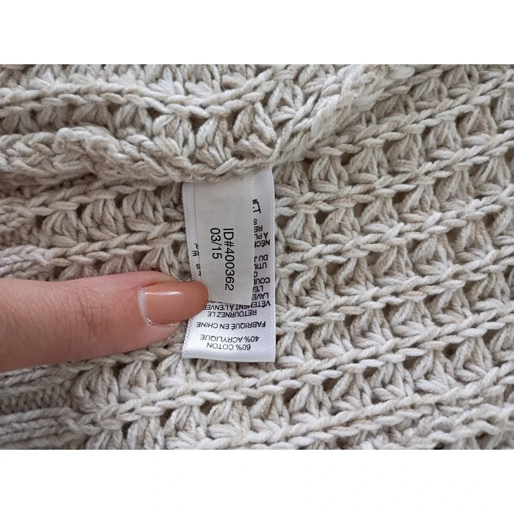 EXPRESS Beige COTTON BLEND Cardigan L Grandmacore Coastal‎ Grandmother Knit